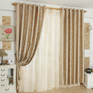 Nature/Floral Blackout Grommet Single Curtain Panel