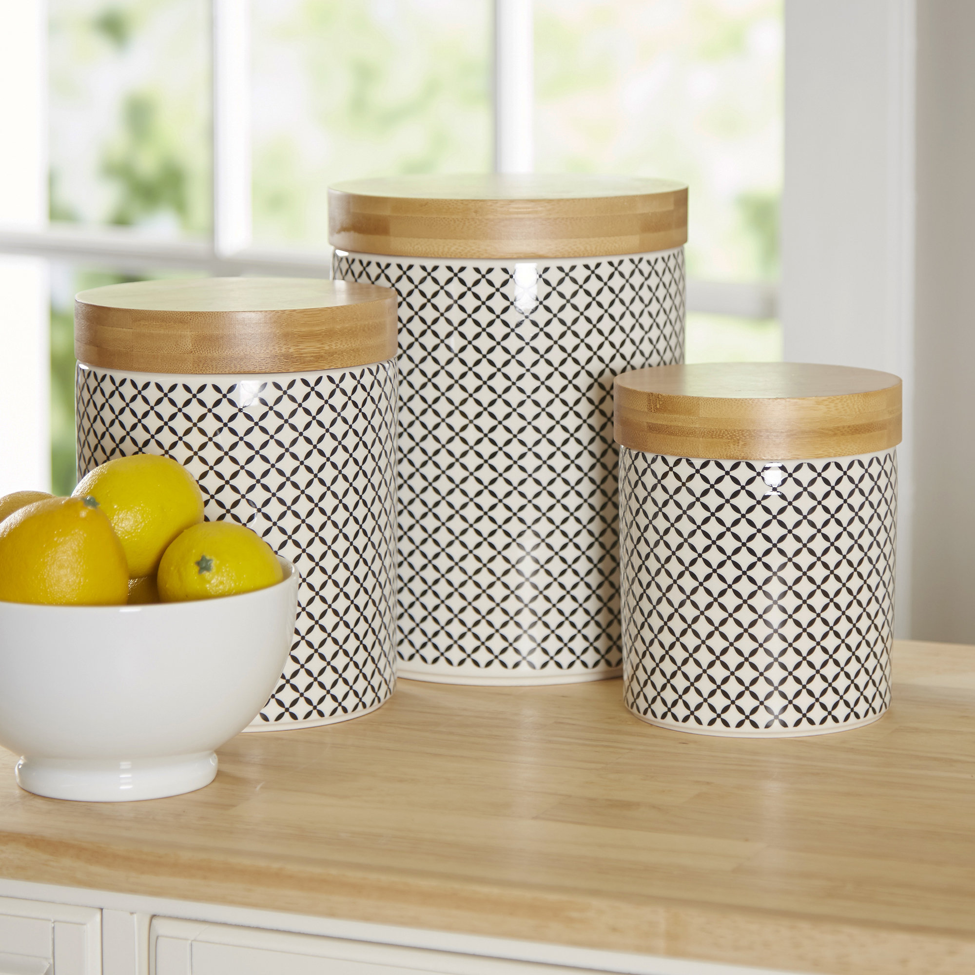 Kitchen Ceramic Canister Sets Wayfair Hannan 3 Piece Kitchen Canister Set