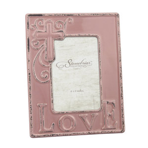 Stonebriar Worn Faded Rose Ceramic Love Picture Frame