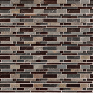 Urbano Blend Interlocking Pattern Random Sized Glass Tile in Brown