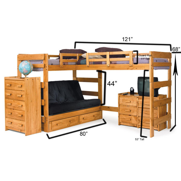 Chelsea Home Twin Over Full L Shaped Bunk Bed Birch Lane Twin Over Full L Shaped Bunk Bed