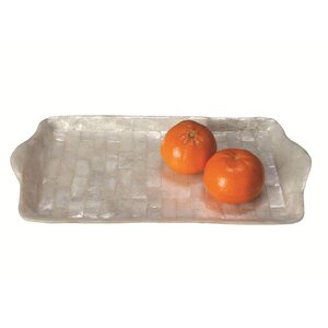 Capiz Rectangle Mosaic Tray with Handles