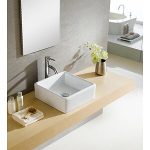 Modern Vitreous China Square Vessel Bathroom Sink