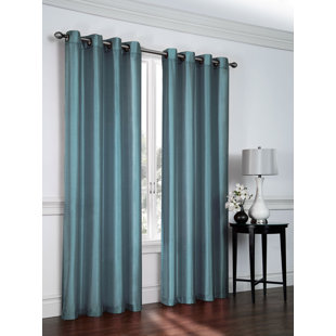 Turquoise Curtains Wayfair Belterra Faux Silk Semi Sheer Grommet Curtain Panels Set Of 2 By Ebern Designs