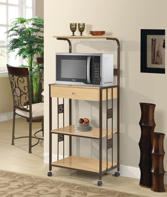 Hazelwood Home Microwave Cart with Wood Top I & Reviews Wayfair