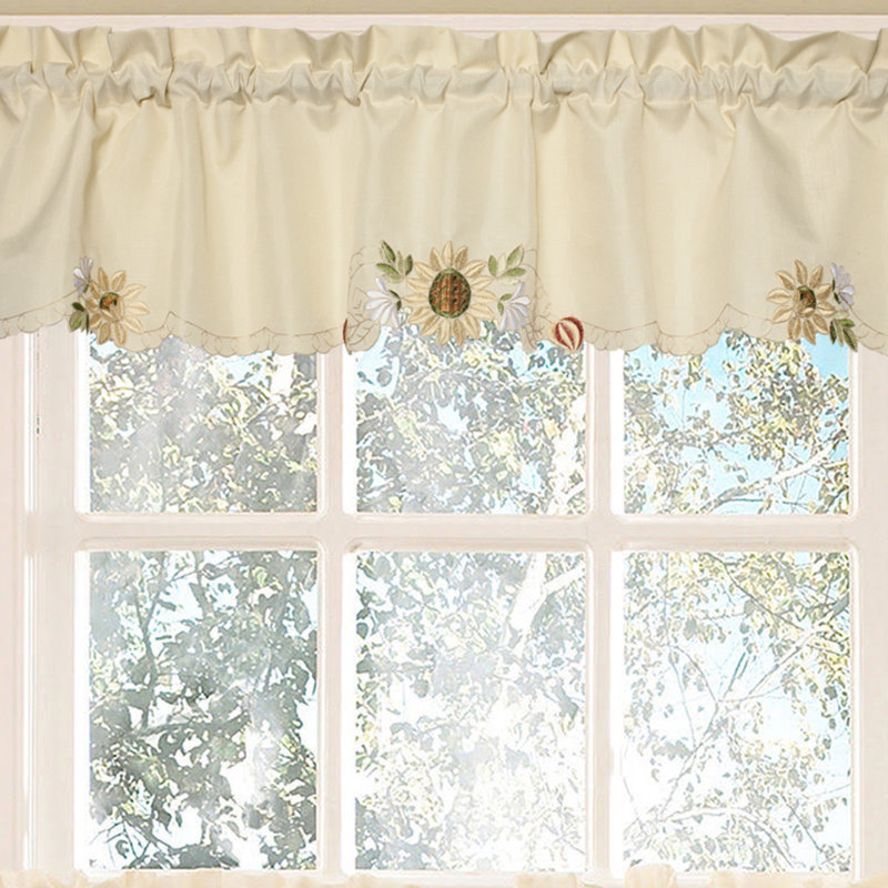 Sweet Home Collection Sunflower Embroidered Kitchen 60 Curtain Valance   Sunflower Embroidered Kitchen 60%2522 Curtain Valance 