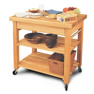 French Country Kitchen Island with Butcher Block Top