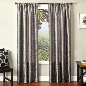 Nadine Window Solid Abstract Room Darkening Rod Pocket Single Curtain Panel