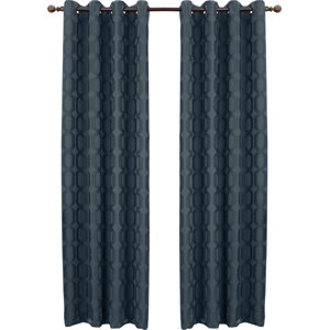 Vernon Geometric Blackout Grommet Single Curtain Panel
