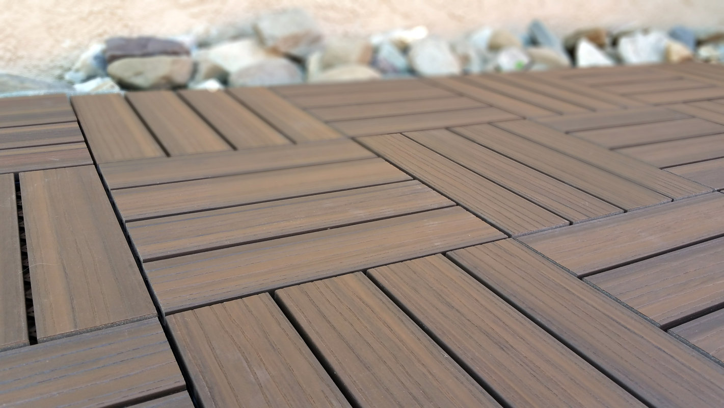 Vifah Composite Walnut 12" x 12" Interlocking Deck Tiles & Reviews