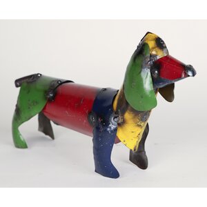 Medium Recycled Metal Weiner Dog Figurine