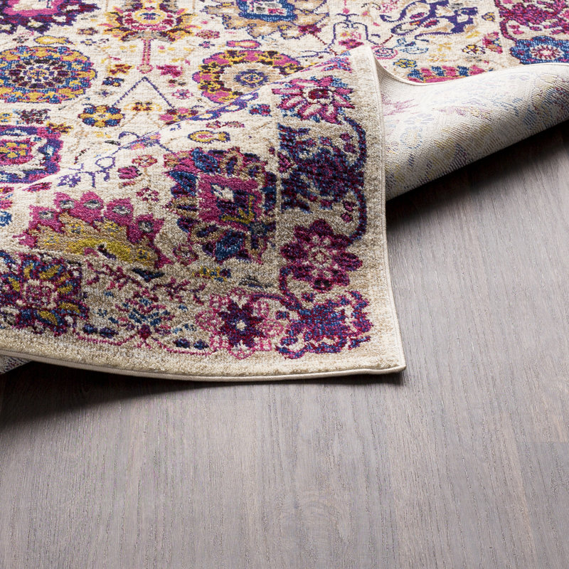 Bungalow Rose Walferdange Floral Bright Pink/Blue Area Rug & Reviews