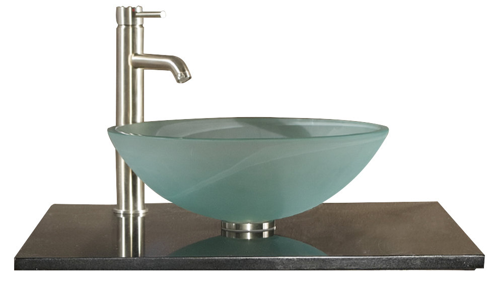 Avanity Tempered Glass Circular Vessel Bathroom Sink with Overflow