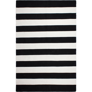 Nantucket Striped Black/White Indoor/Outdoor Area Rug