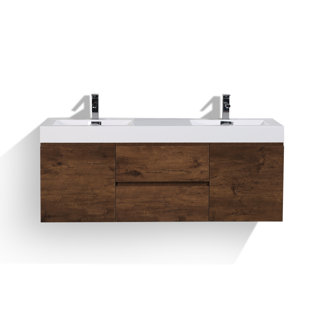 Modern Double Bathroom Vanities Allmodern Sinope 59 Wall Mounted Double Bathroom Vanity Set