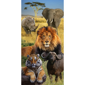Big Five Elephant African Endanger Wildlife Beach Towel