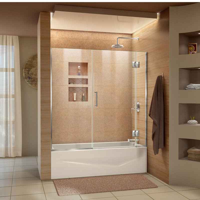 Dreamline Unidoor X 58 1 2 In W H Frameless Hinged Tub H Frameless