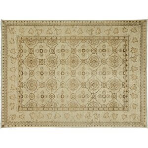 One-of-a-Kind Oushak Hand-Knotted Beige Area Rug