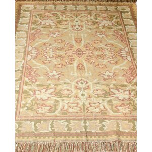 Arts and Crafts Kilim Hand-Woven Celadon Area Rug