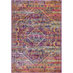 Kay Distressed Magenta/Gold Area Rug