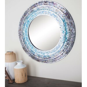 Wood Turquoise Mosaic Wall Mirror
