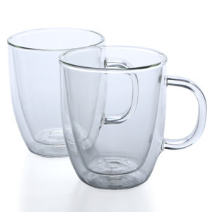 Bistro 15 oz. Glass Coffee Mug (Set of 2)