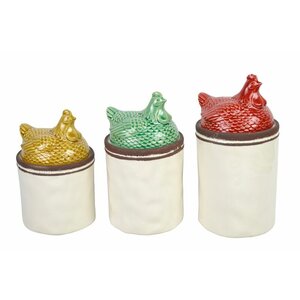 Rooster 3 Piece Kitchen Canister Set