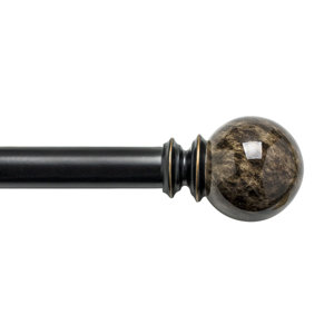 Faux Marble Ball Decorative Single Curtain Rod & Hardware Set
