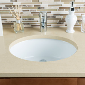Ceramic Bowl Oval Undermount Bathroom Sink with Overflow