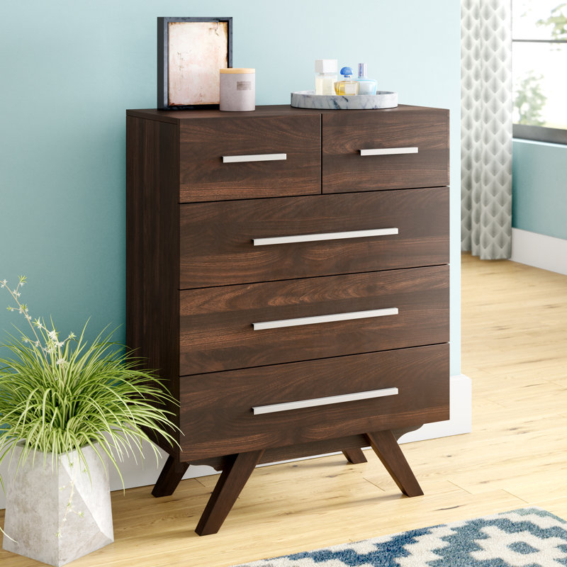 Viveiros Mid Century Wood 5 Drawer Chest Viveiros Mid Century Wood 5 Drawer Chest