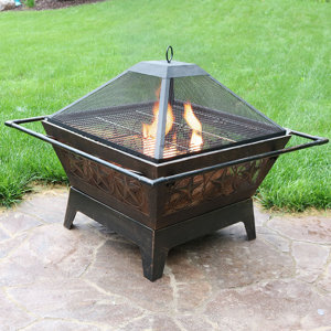 Northern Galaxy Steel Wood Fire Pit with Cooking Grate and Spark Screen