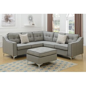Izzie Linen-like Polyfabric Sectional with Ottoman