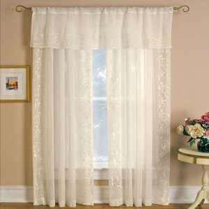 Addison Nature/Floral Sheer Rod Pocket Single Curtain Panel