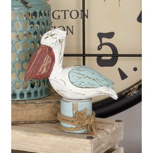 Wood Pelican Figurine