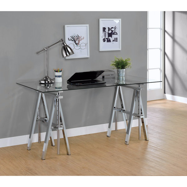 Wrought Studio Gilley Adjule Desk With Sawhorse Legs Wayfair