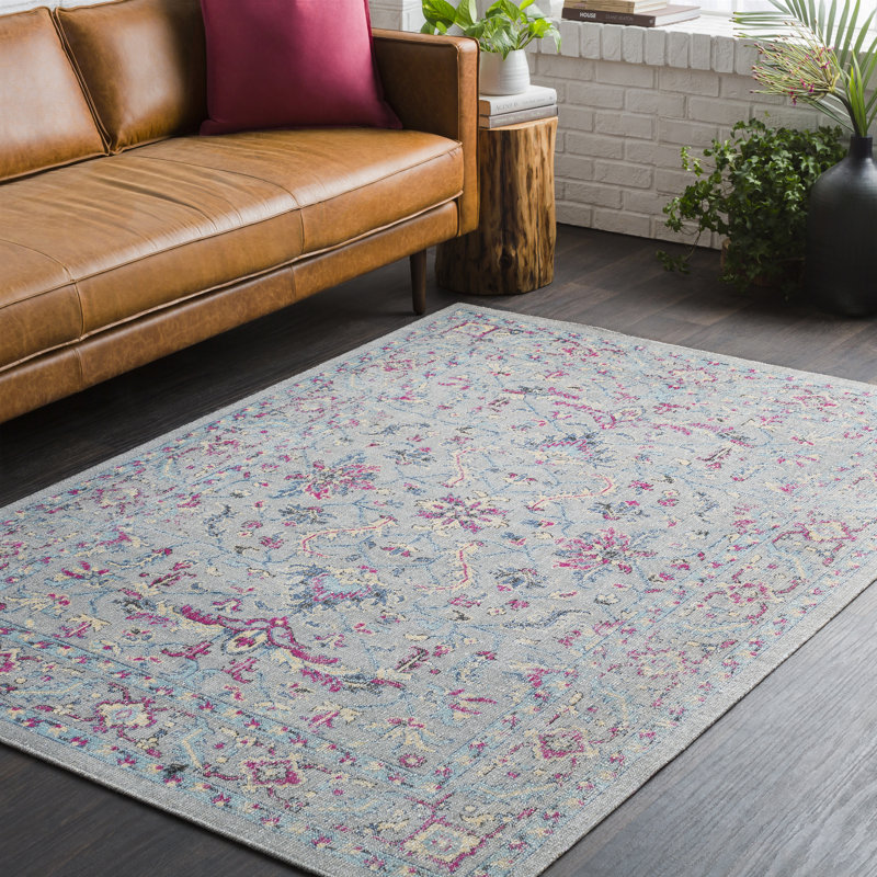 Bungalow Rose Randhir Floral Gray/Pink Area Rug & Reviews Wayfair