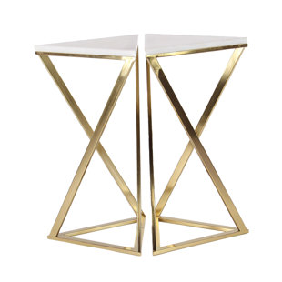 Modern Contemporary Small Corner Table Triangle Allmodern Kierstyn And Marble Hour 2 Pieced Tables Set