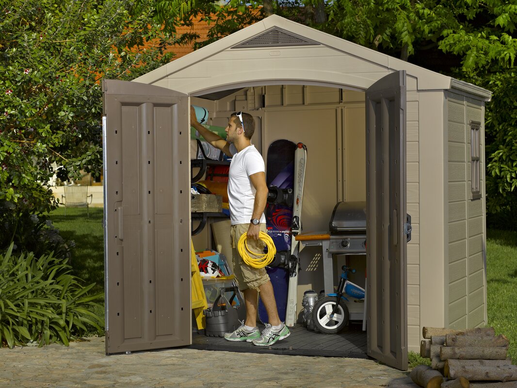 Keter Factor 8 ft. 5 in. W x 6 ft. D Plastic Storage Shed 