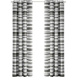 Sadie Striped Semi-Sheer Grommet Single Curtain Panel