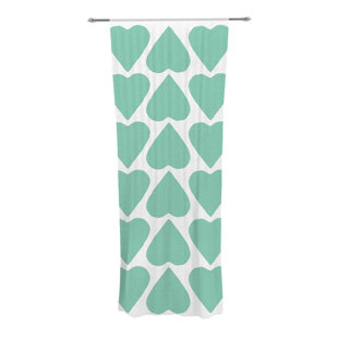 Mint Green Bedroom Curtains Wayfair Up And Down Hearts Mint Geometric Semi Sheer Curtain Panels Set Of 2