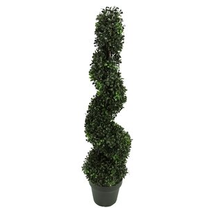 Artificial Boxwood Leave Spiral Topiary Plant in Pot