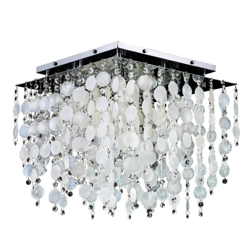 Glow Lighting Cityscape Capiz Shell And Crystal 5 Light Flush Mount Cityscape Capiz Shell And Crystal 5 Light Flush Mount