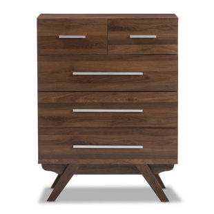 Modern Contemporary Mid Century Small Dresser Allmodern Viveiros Mid Century Wood 5 Drawer Chest