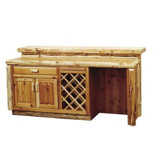 Mini Bar Refrigerator Cabinet Wayfair Traditional Cedar Log Bar With Wine Storage