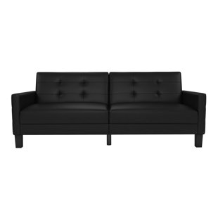 Modern Contemporary Camel Faux Leather Sofa Allmodern Anabelle Faux Leather Convertible Sofa