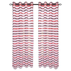 Sonya Striped Semi-Sheer Grommet Single Curtain Panel