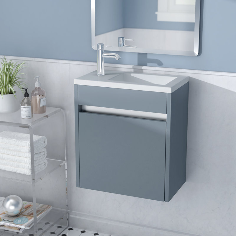 Orren Ellis Han 17 Wall Mounted Single Bathroom Vanity Set Han 17 Wall Mounted Single Bathroom Vanity Set
