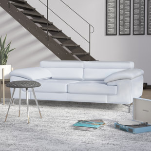 Modern Contemporary White Leather Sofa Allmodern Quickview