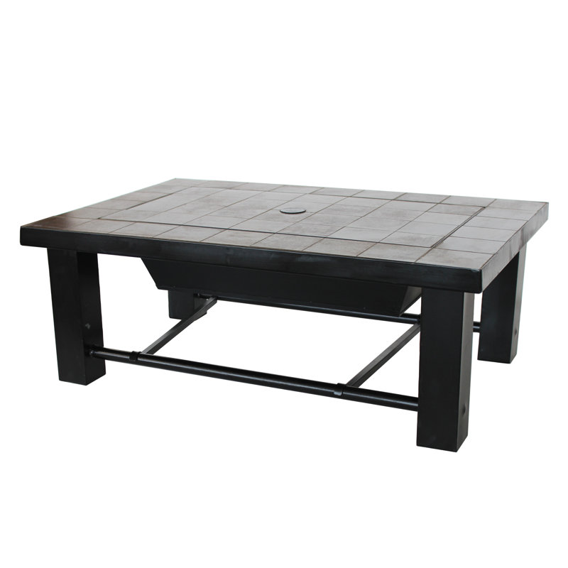 Aleko Mosaic Tile Slated Convertible Steel Charcoal Fire Pit Table
