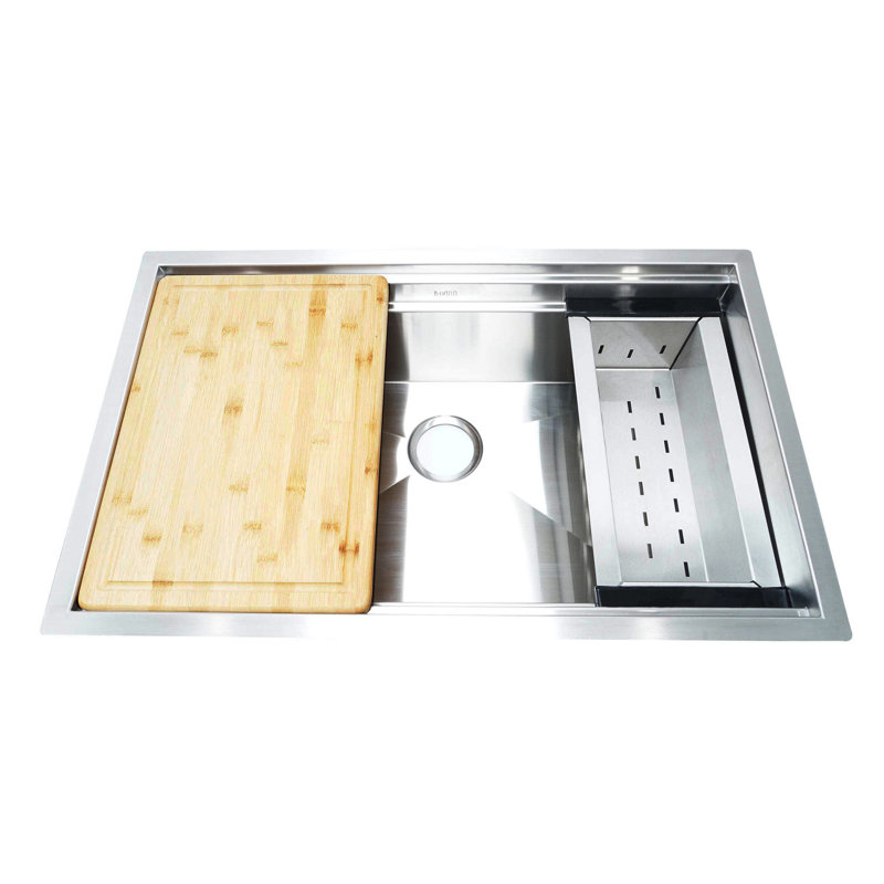 Boann 32 X 20 Undermount Kitchen Sink With Sliding Cutting Board 32 X 20 Undermount Kitchen Sink With Sliding Cutting Board And Colander
